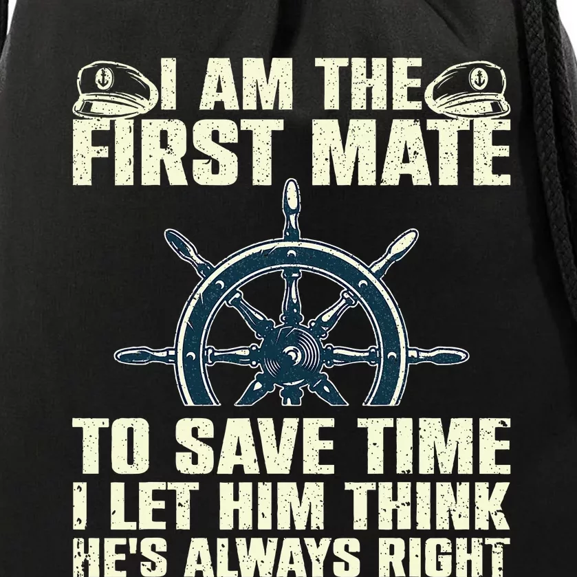 First Mate Pontoon Boat Captain Boating Drawstring Bag