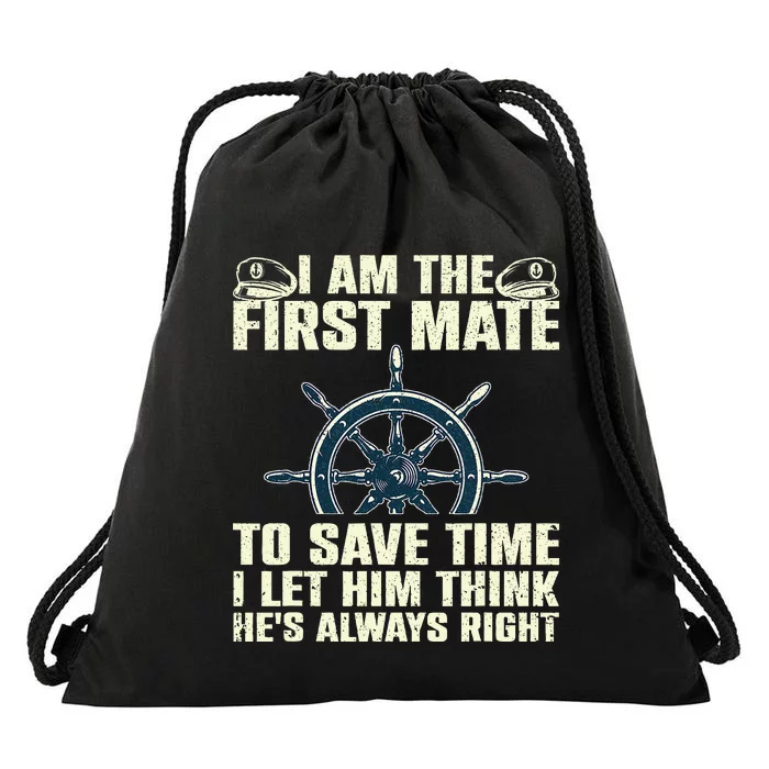 First Mate Pontoon Boat Captain Boating Drawstring Bag