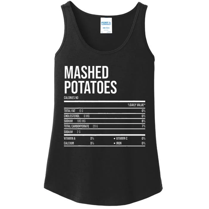 Funny Mashed Potatoes Family Thanksgiving Nutrition Facts Ladies Essential Tank