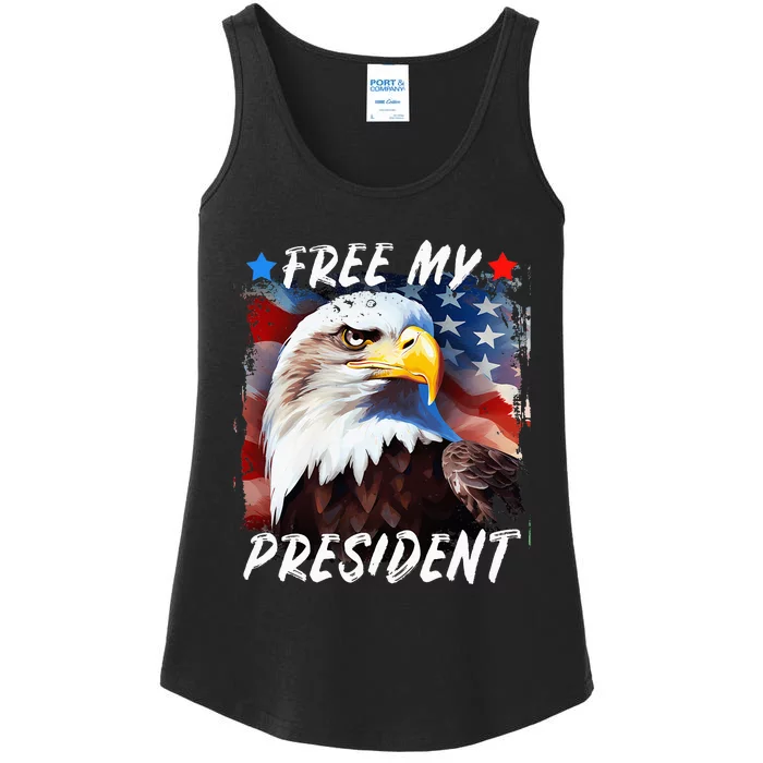 Free My President Patriotic Trump Eagle Usa Ladies Essential Tank