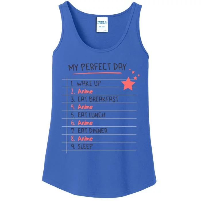 Funny My Perfect Day Anime Kawaii Funny Gift Ladies Essential Tank