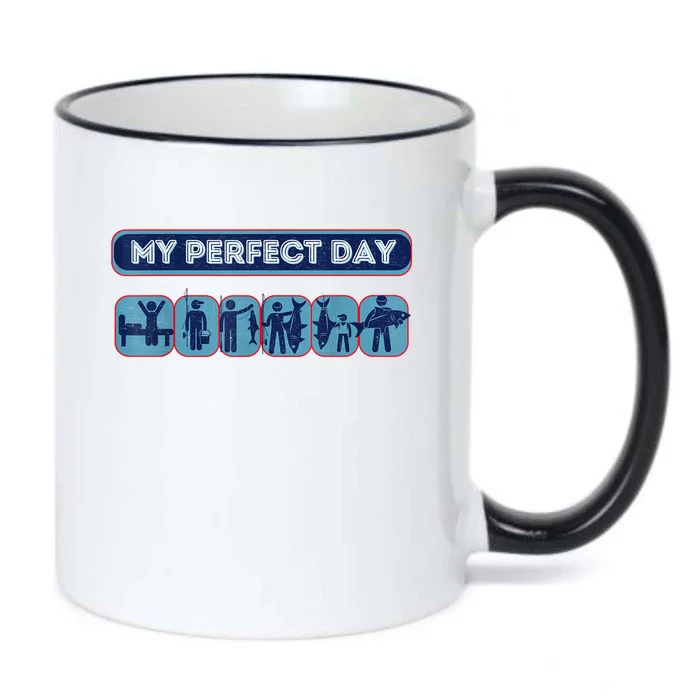 Fishing My Perfect Day Fisherman Black Color Changing Mug