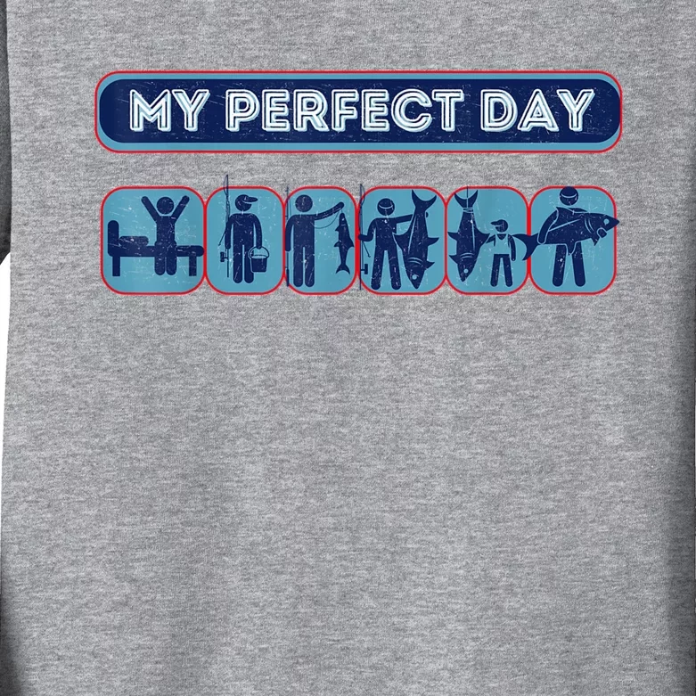 Fishing My Perfect Day Fisherman Kids Long Sleeve Shirt