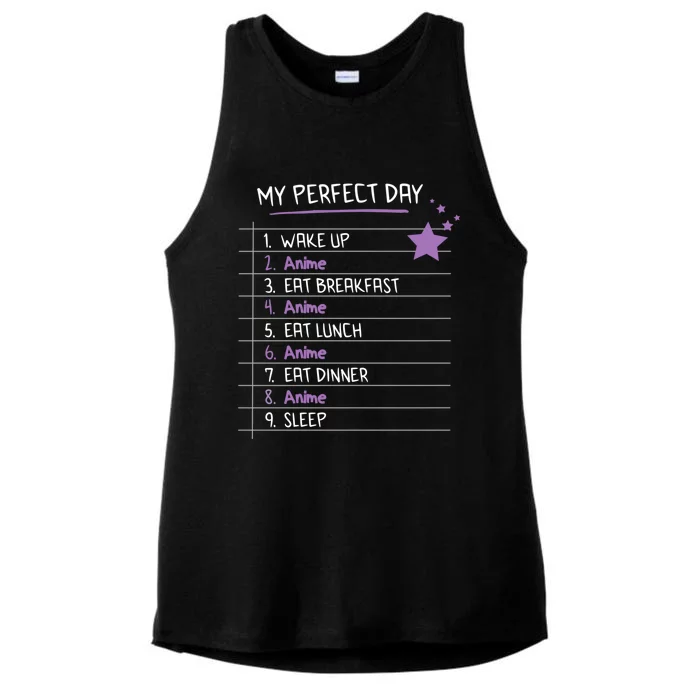 Funny My Perfect Day Anime Kawaii Gift Ladies Tri-Blend Wicking Tank