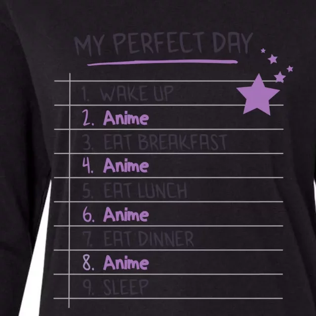 Funny My Perfect Day Anime Kawaii Gift Womens Cotton Relaxed Long Sleeve T-Shirt