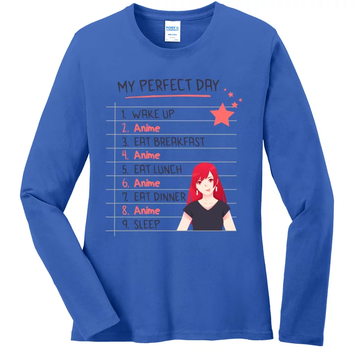 Funny My Perfect Day Anime Kawaii Gift Ladies Long Sleeve Shirt