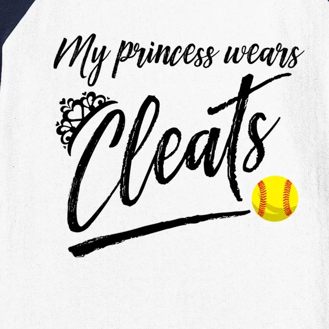 Funny My Princess Wears Cleats Gift For Softball Moms Dads Gift Baseball Sleeve Shirt