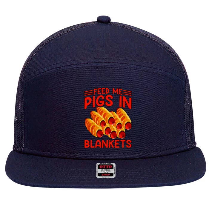 Feed Me Pigs In Blankets 7 Panel Mesh Trucker Snapback Hat