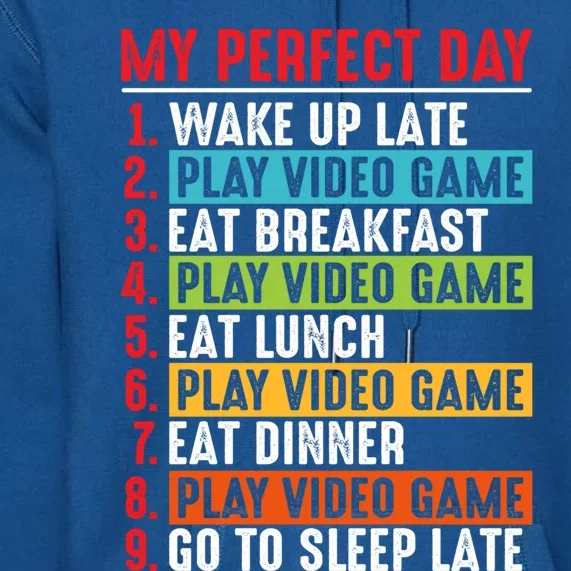 Funny My Perfect Day Video Games Gamer Gift Premium Hoodie