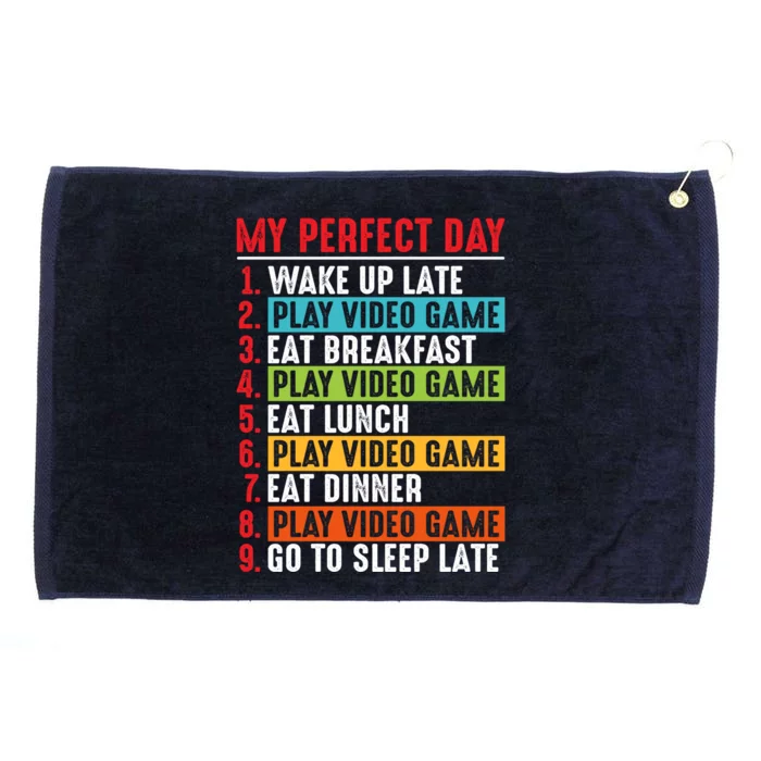 Funny My Perfect Day Video Games Gamer Gift Grommeted Golf Towel