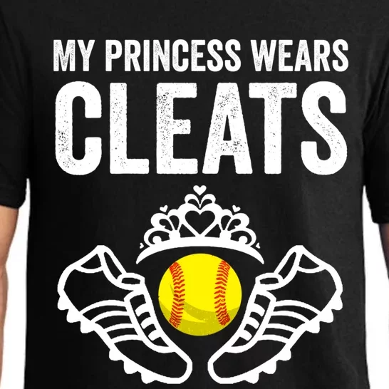 Funny My Princess Wears Cleats Gift For Softball Moms Dads Meaningful Gift Pajama Set