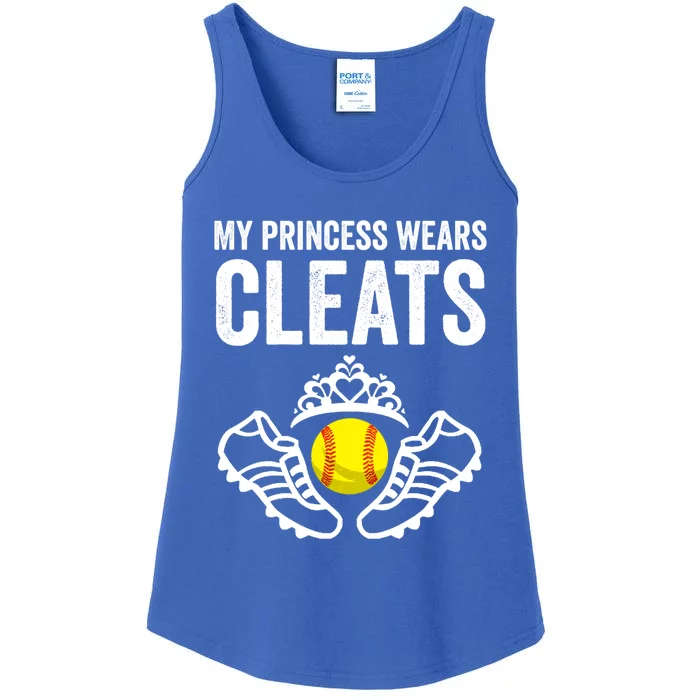 Funny My Princess Wears Cleats Gift For Softball Moms Dads Meaningful Gift Ladies Essential Tank