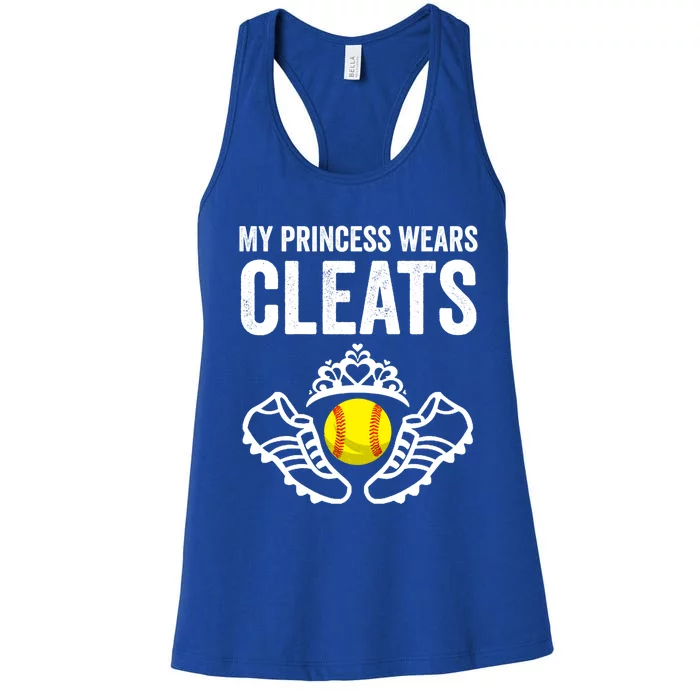 Funny My Princess Wears Cleats Gift For Softball Moms Dads Meaningful Gift Women's Racerback Tank