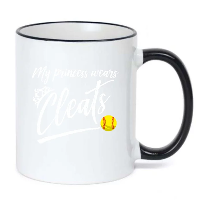 Funny My Princess Wears Cleats Gift For Softball Moms Dads Gift Black Color Changing Mug