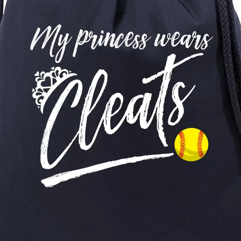 Funny My Princess Wears Cleats Gift For Softball Moms Dads Gift Drawstring Bag