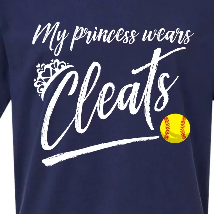 Funny My Princess Wears Cleats Gift For Softball Moms Dads Gift Sueded Cloud Jersey T-Shirt