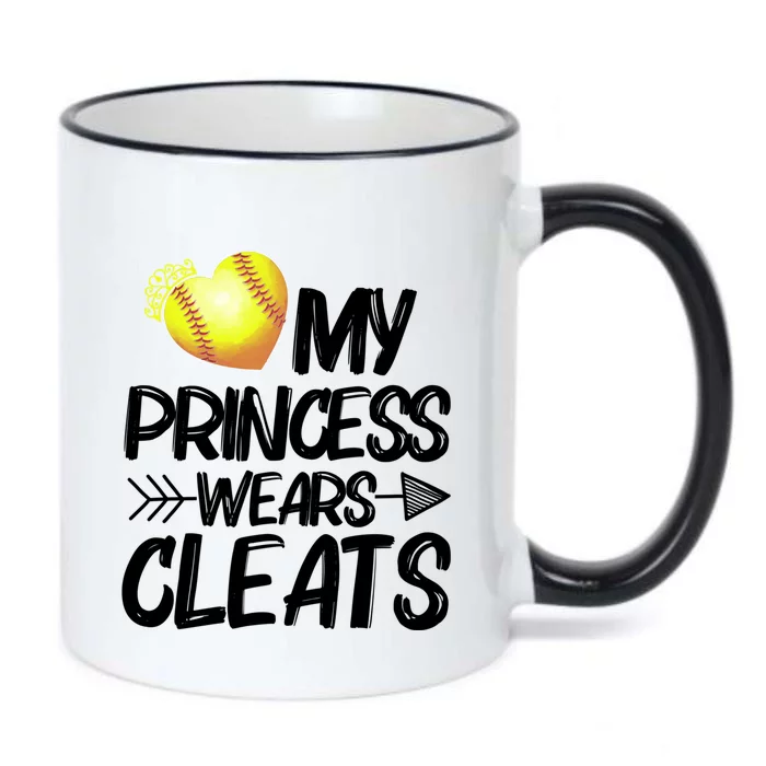 Funny My Princess Wears Cleats Gift For Softball Moms Dads Gift Black Color Changing Mug