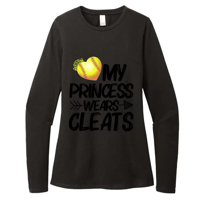 Funny My Princess Wears Cleats Gift For Softball Moms Dads Gift Womens CVC Long Sleeve Shirt