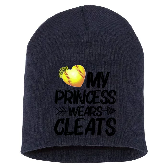 Funny My Princess Wears Cleats Gift For Softball Moms Dads Gift Short Acrylic Beanie