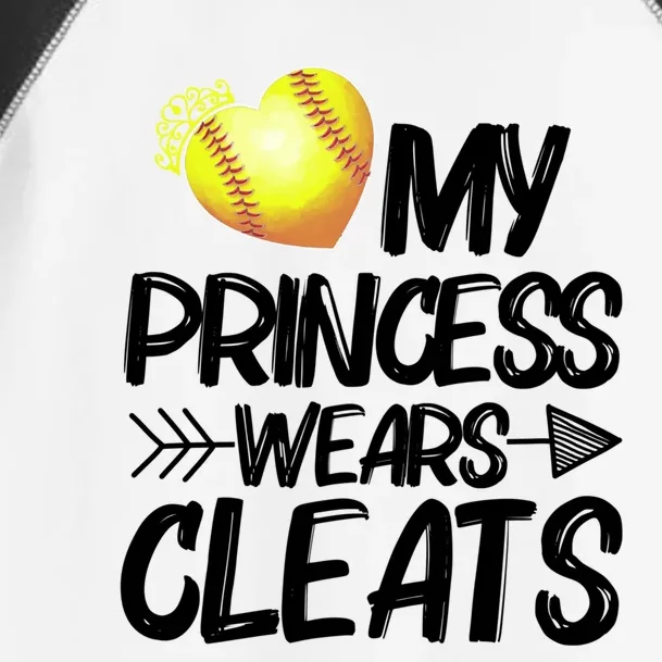 Funny My Princess Wears Cleats Gift For Softball Moms Dads Gift Toddler Fine Jersey T-Shirt