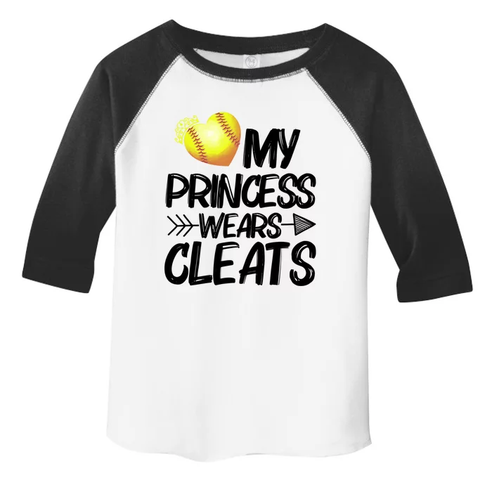 Funny My Princess Wears Cleats Gift For Softball Moms Dads Gift Toddler Fine Jersey T-Shirt