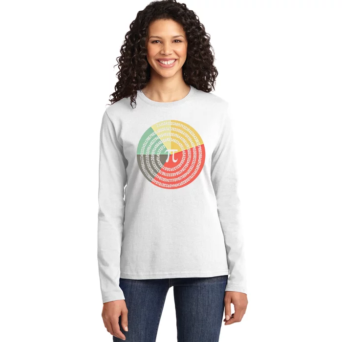 Funny Math Pie Chart Cake March 14 Design Happy Retro Pi Day Meaningful Gift Ladies Long Sleeve Shirt