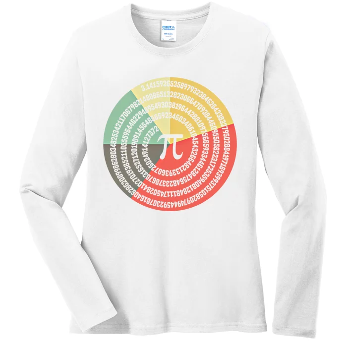 Funny Math Pie Chart Cake March 14 Design Happy Retro Pi Day Meaningful Gift Ladies Long Sleeve Shirt