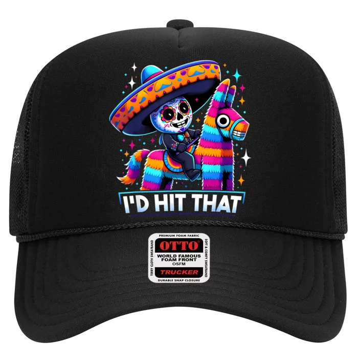 Funny Mexican Party Pinatas ID Hit That Cinco De Mayo Party High Crown Mesh Trucker Hat