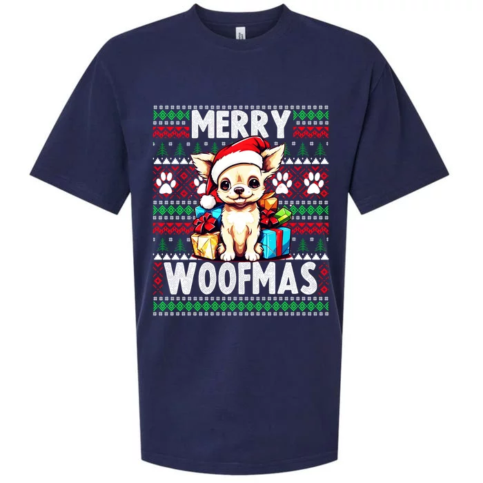 Family Matching Pajama Top Ugly Christmas Dog Chihuahua Gift Sueded Cloud Jersey T-Shirt