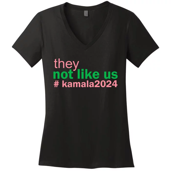 Femininomenon Madam Pres Kamala They Not Like Us Brat Empowered Women President Women's V-Neck T-Shirt