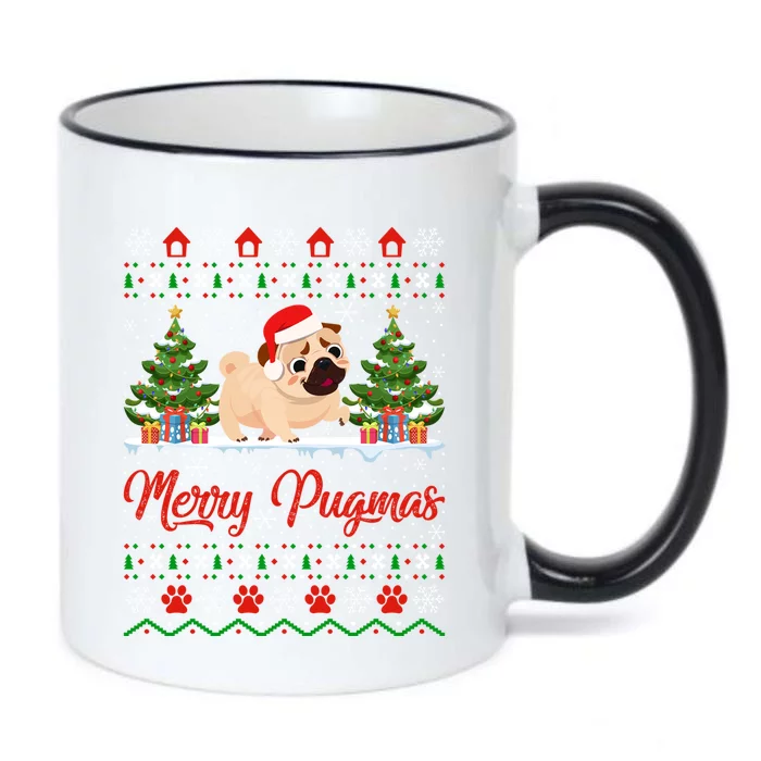 Funny Merry Pugmas Xmas Gift Santa Hat Ugly Pug Christmas Gift Black Color Changing Mug