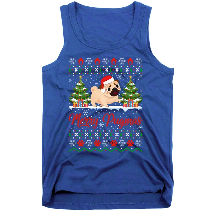 Funny Merry Pugmas Xmas Gift Santa Hat Ugly Pug Christmas Gift Tank Top