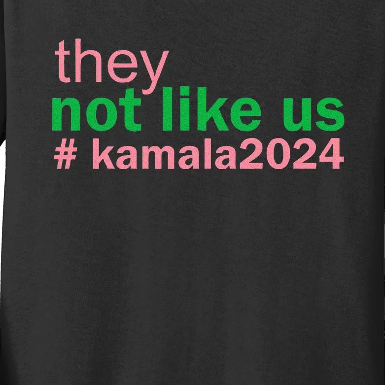 Femininomenon Madam Pres Kamala They Not Like Us Brat Kids Long Sleeve Shirt