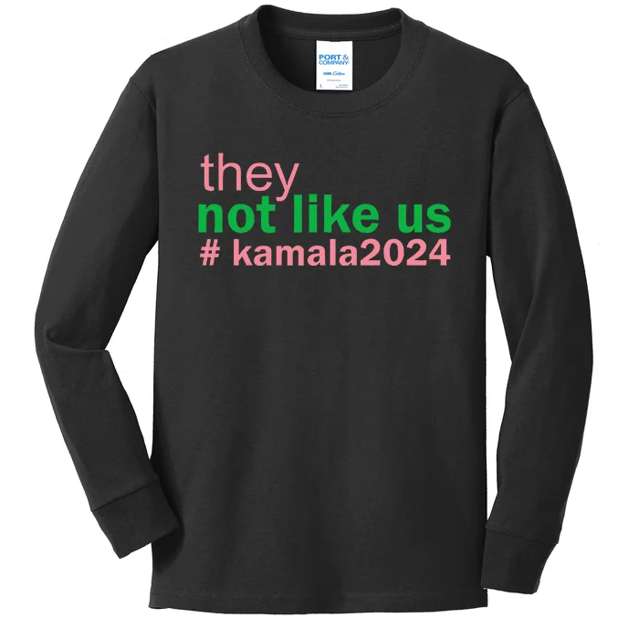 Femininomenon Madam Pres Kamala They Not Like Us Brat Kids Long Sleeve Shirt