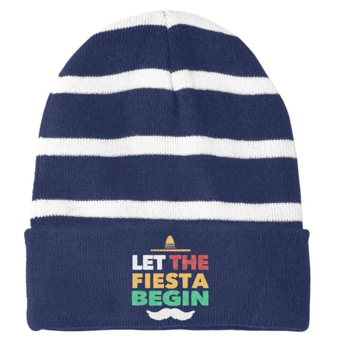 Fiesta Mexican Party Tee Funny Cinco De Mayo Striped Beanie with Solid Band