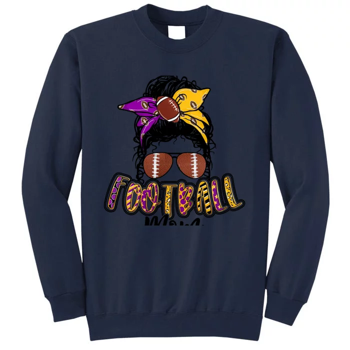 Football Mom Purple And Gold Gift Tall Sweatshirt