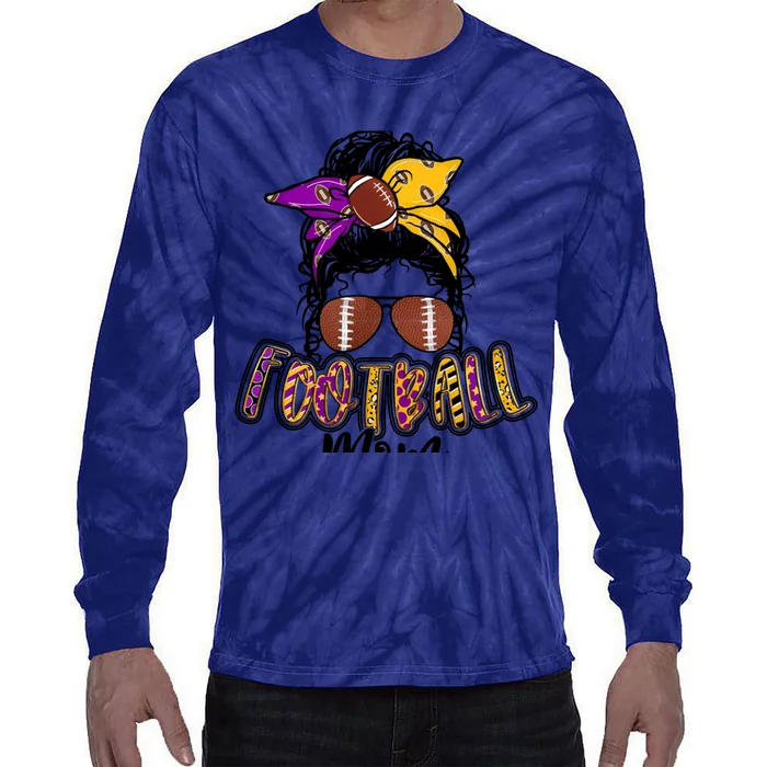 Football Mom Purple And Gold Gift Tie-Dye Long Sleeve Shirt