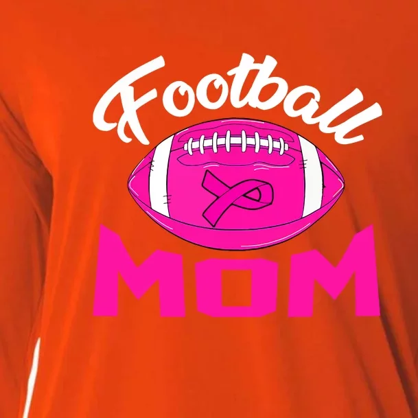 Football Mom Pink Ribbon Leopard Breast Cancer Awareness Gift Cooling Performance Long Sleeve Crew