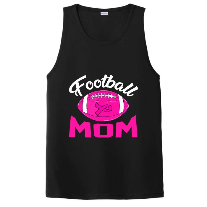 Football Mom Pink Ribbon Leopard Breast Cancer Awareness Gift Performance Tank