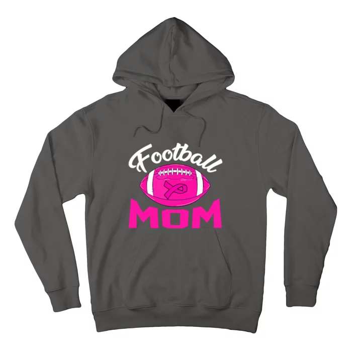 Football Mom Pink Ribbon Leopard Breast Cancer Awareness Gift Hoodie