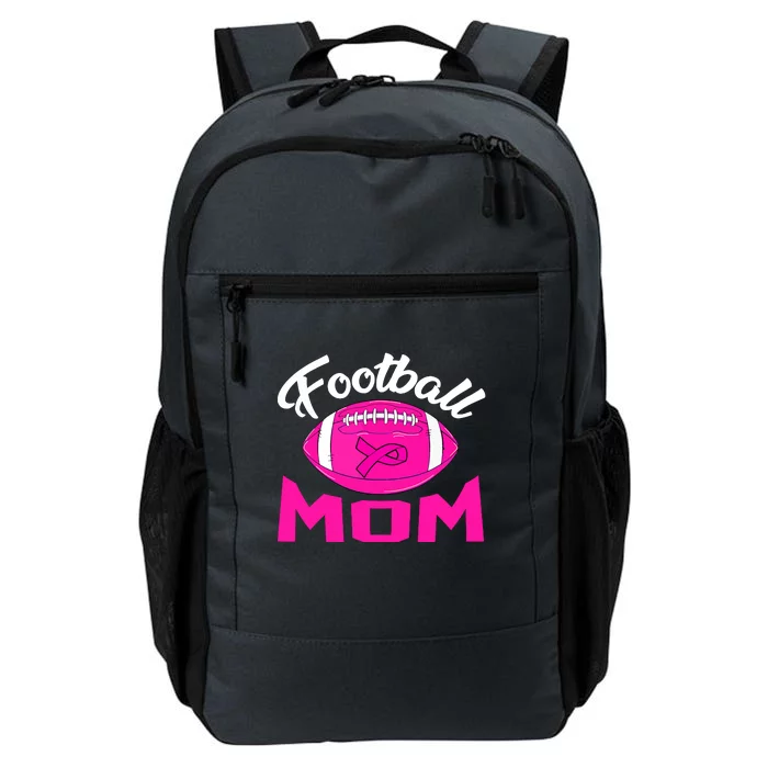 Football Mom Pink Ribbon Leopard Breast Cancer Awareness Gift Daily Commute Backpack