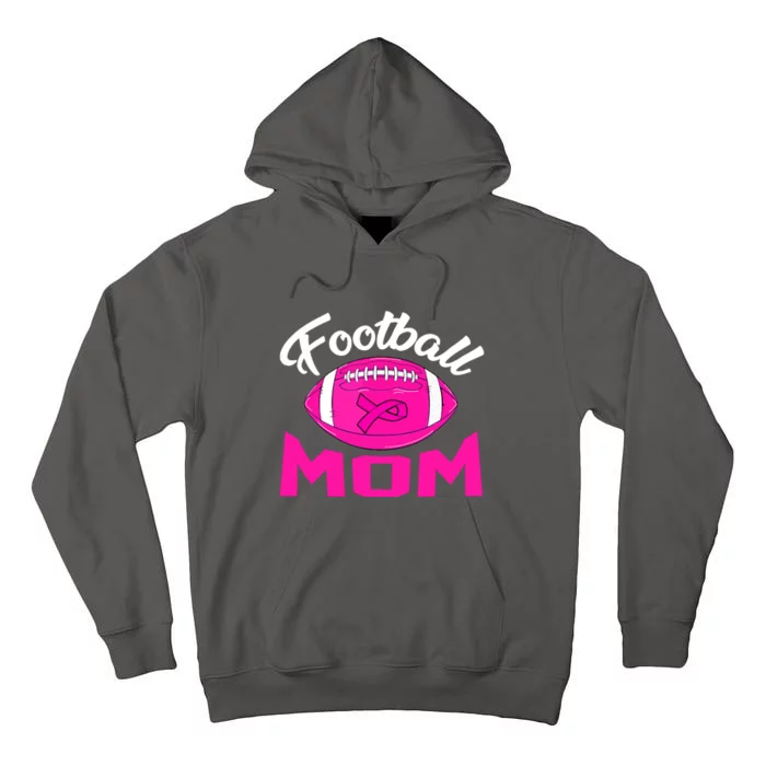 Football Mom Pink Ribbon Leopard Breast Cancer Awareness Gift Tall Hoodie