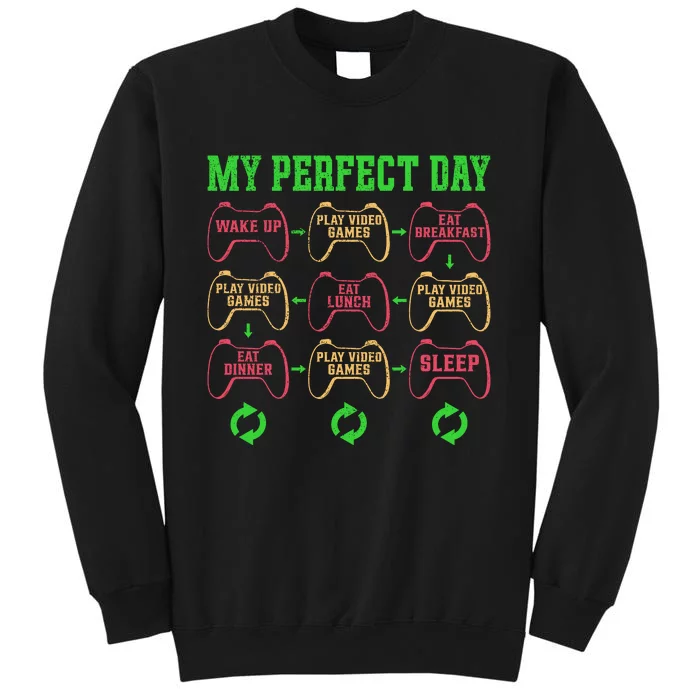 Funny My Perfect Day Wake Up Play Video Games Sweatshirt