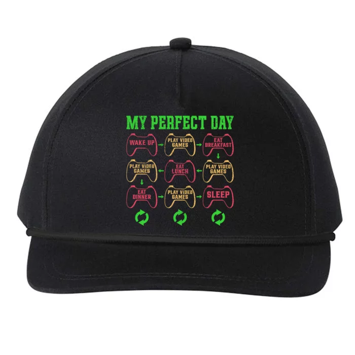 Funny My Perfect Day Wake Up Play Video Games Snapback Five-Panel Rope Hat