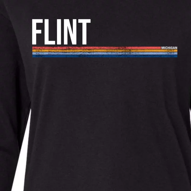 Flint Michigan Retro Womens Cotton Relaxed Long Sleeve T-Shirt