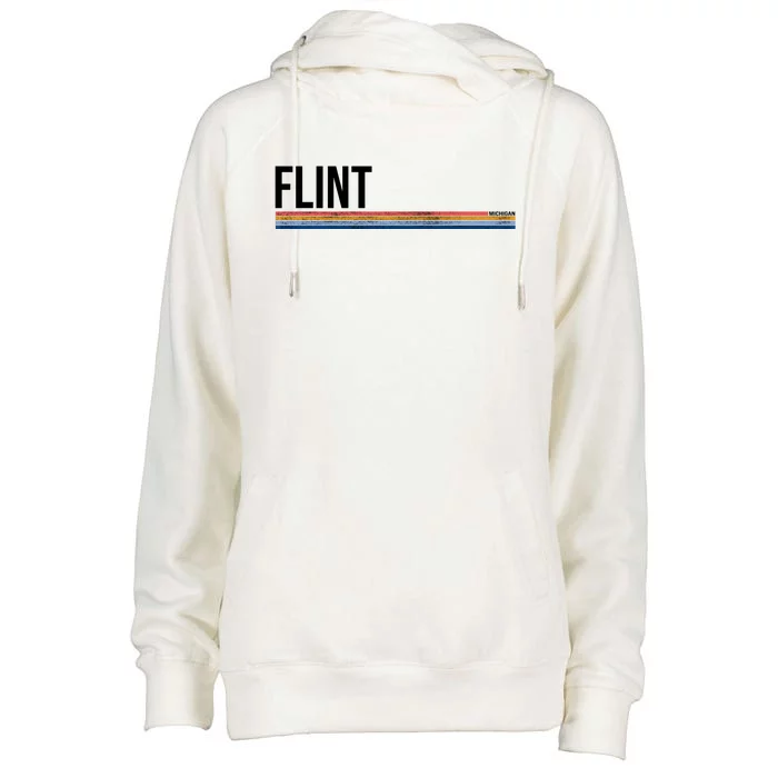 Flint Michigan Retro Womens Funnel Neck Pullover Hood