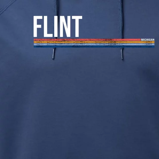 Flint Michigan Retro Performance Fleece Hoodie