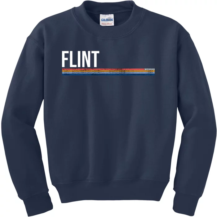 Flint Michigan Retro Kids Sweatshirt