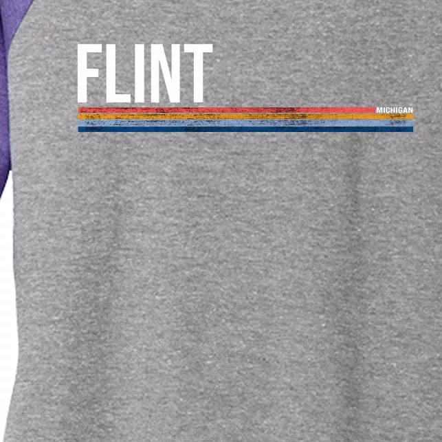 Flint Michigan Retro Women's Tri-Blend 3/4-Sleeve Raglan Shirt