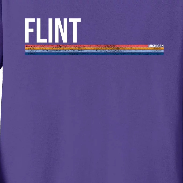 Flint Michigan Retro Kids Long Sleeve Shirt